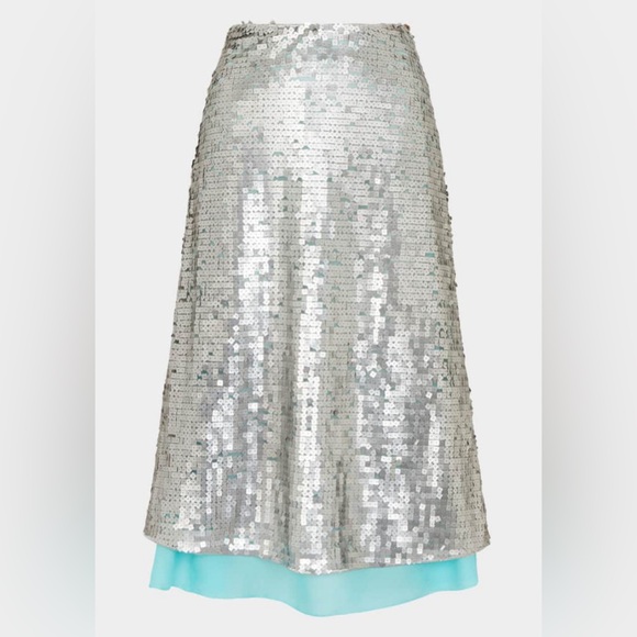 FENDI High-Waisted Midi Skirt With Sequin Embroidery - Argent - Picture 4 of 12